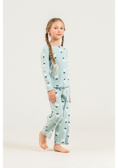 Rolypoly Kız Çocuk Teddy Bears Yeşil Uzun Kol Pijama Takım Rp3901-c-v2 Rp3901-c-v2