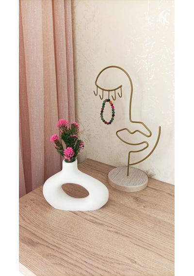 Mini Beton Saksı - Yapay Çiçekli - Pembe