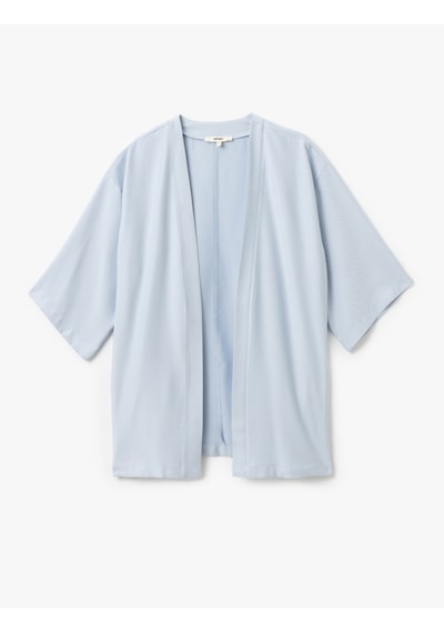 Koton Gizli Cepli Viskon 3/4 Kol Oversize Kimono Mavi 5sak50083pw Mavi