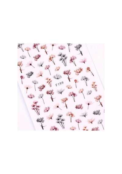 Nailist Flower - Çiçek Figürlü Renkli Çiçekli Tasarım Yapışkan Tırnak Sticker Nail Art Dövme Seti 52641961