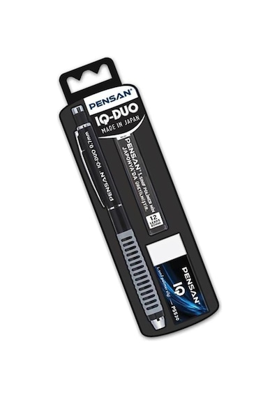 Iq-duo 0.7 Uçlu Kalem Seti 1 Paket Pensan Iq Duo Versatil Kalem Seti Silgi Ve Uç Hediyeli Metal Mekanizmalı Siyah