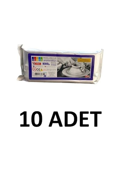 10 Adet Hava Ile Kuruyan Seramik Kil Hamuru 1000 Gr Beyaz Beyaz