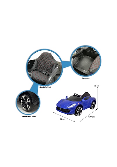 Favori Gt 12v Vitesli Işıklı Sesli Bluethooth Destekli Emniyet Kemerli Akülü Araba Lacivert