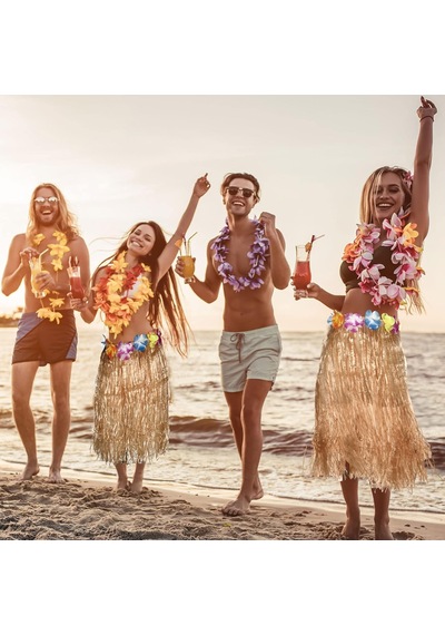 Hawaii Tarzı Hula Eteği 60 Cm Hasır Naturel Etek 5691