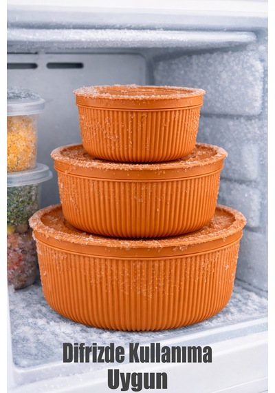 Saklama Kabı 3'lü Set 1550 - 1000 - 550ml Depolama Kutusu - Gıda Çerezlik Hobi Çok Amaçlı Box Turuncu