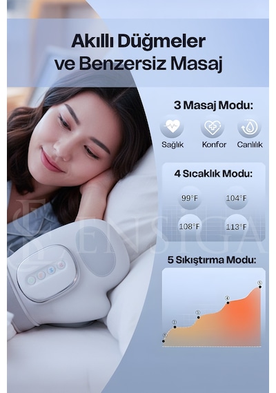 5 Seviyeli Elektrikli El Masajı Sıcak Kompres Masajı Hava Sıkıştırma Titreşim Masajı Parmak Masajı Beyaz
