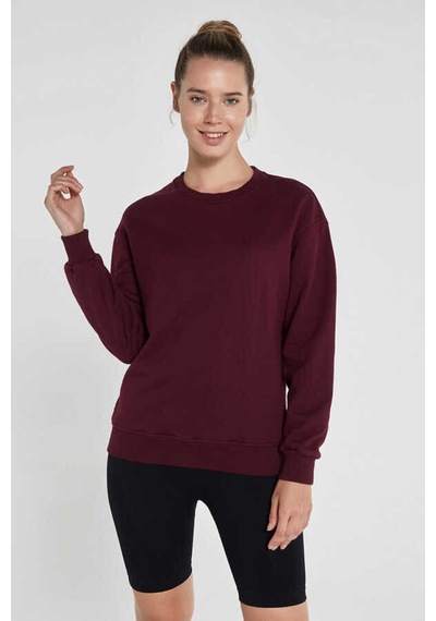 Jerf Lydney Kadın Sıfır Yaka Sweatshirt Bordo 001