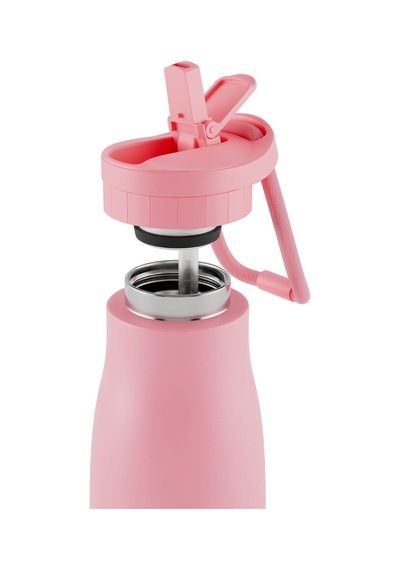 Pembe 500 Ml Çelik Okul Matarası - Silikon Gövdeli Nokta Çelik Termos - 50025 Diğer
