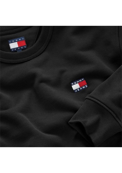 Tommy Hilfiger Tjm Reg Badge Crew Ext Erkek Siyah Sweatshirt - Dm0dm20660