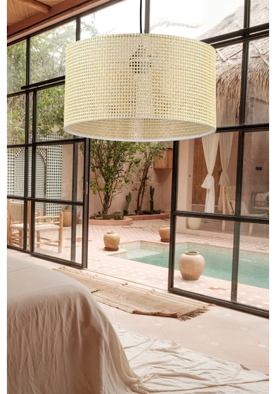 Roll Tasarım Hasır Sarkıt Avize Salon Oturma Odası Yatak Odası Geniş Silindir Avize Hasır