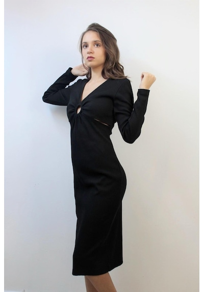 Mois Atelier Triko Elbise, Tasarım, Hediye, Büyük Beden Siyah