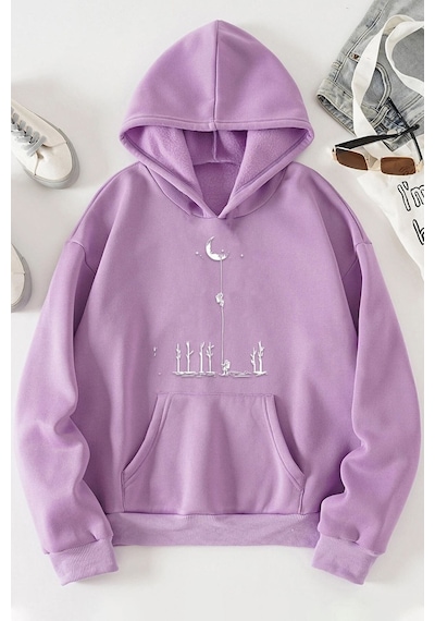 Uyguntarz Unisex Uzay Temalı Sweatshirt Lila