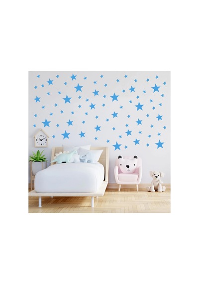 Yıldız Duvar Sticker - 2,5 - 5 - 7,5 - 10cm Karışık Ebatlarda - 155 Adet Mavi