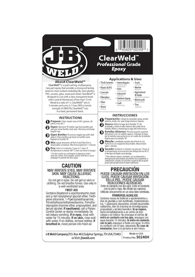 Jb Clearweld Pro Size Şeffaf 200g Çoğu Yüzeyde Etkili Kalıcı Etkili Epoksi Yapıştırıcı