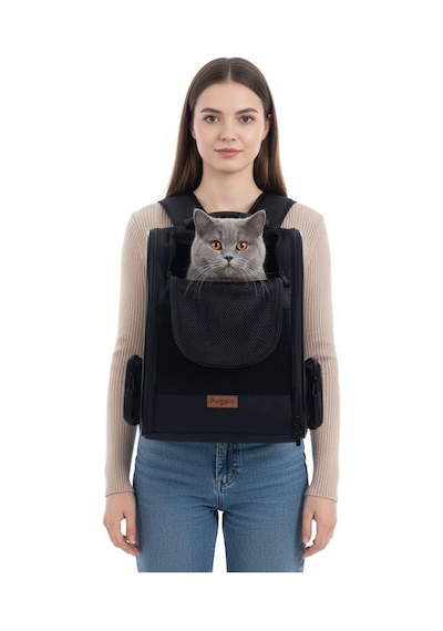 Pugalo Airmove Premium Kedi Köpek Taşıma Çantası, Silinebilir, Yırtılmaz Fileli, Bükülmez Gövde, Sırt Çantas