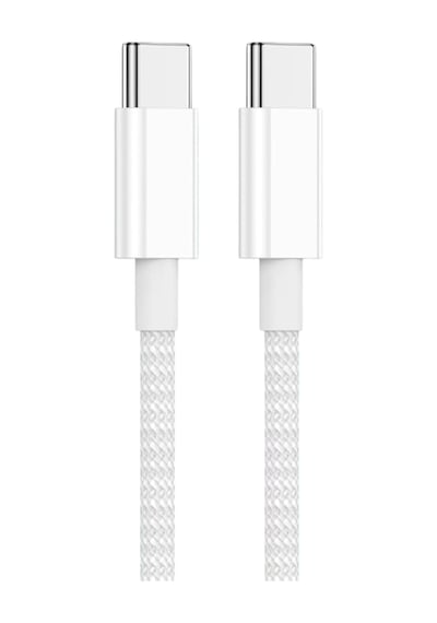 Type C-c, 2metre Örgülü Ve Güçlendirilmiş Boyun 60watt Hızlı Şarj Kablosu 1ad X 2metre Beyaz