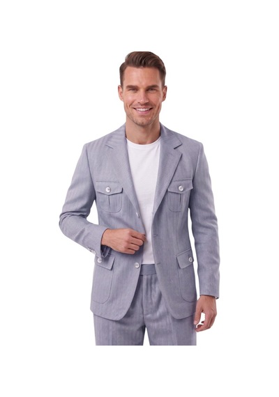 Deepsea Erkek Mavi Safari Ceketli Slim Fit 2'li Takım Elbise Pileli Duble Paça Pantolon 2600723 Deepsea Erkek Mavi Safari Ceketli Slim Fit 2'li Takım Elbise Pileli Duble Paça Pantolon 2600723
