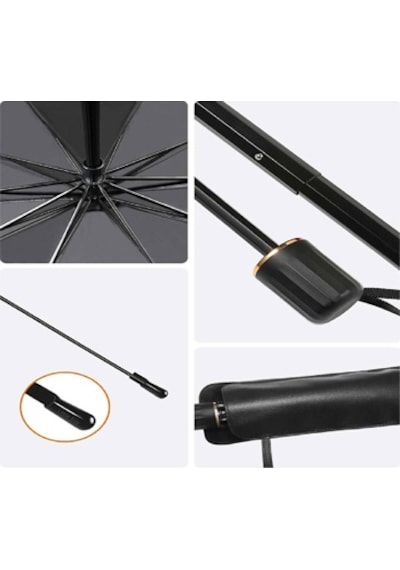 Oto Güneşlik Ve Şemsiye Tutucu Seti Katlanabilir Ön Cam Güneşliği 140x75 Cm Ve Araç İçi Organizer Askı