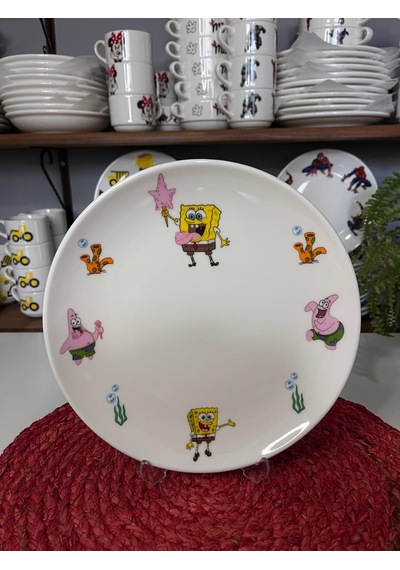 6 Parça Sünger Bob Model Çocuk Bebek Yemek Takımı Beslenme Seti Çok Renkli