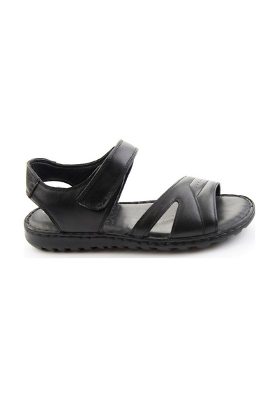 Siyah Hakiki Deri Erkek Sandalet E05437184903