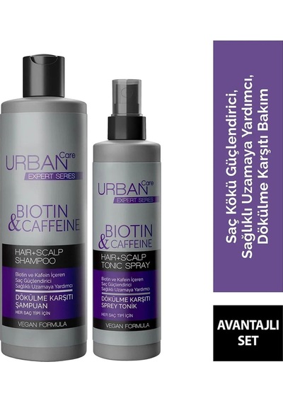 Urban Care Expert Biotin Ve Kafein Dökülme Karşıtı Şampuan Tonik-sağlıklı Uzamaya Yardımcı-vegan Set.urban Dökülen