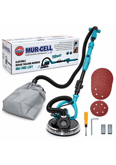 Mur-cell Dmj-700c-13ft Profesyonel 750w Led Işıklı Toz Toplamalı Teleskopik Duvar Ve Alçıpan Zımpara Makinesi