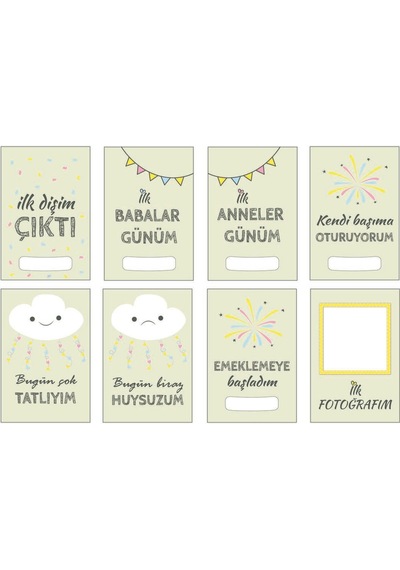Mine Memory Bebek - Hamile Fotoğraf Anı Hatıra Kartı Seti 40 Adet - Hediyelik Soft Siyah Çok Renkli