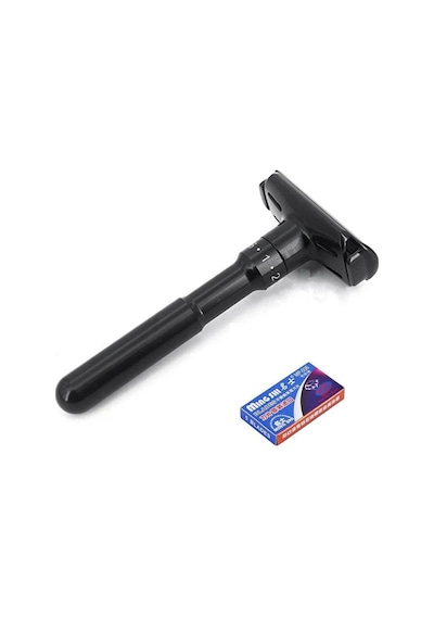 Valkyrie Metal Ayarlanabilir Manuel Geleneksel Tıraş Bıçağı Siyah + Jilet 5'li
