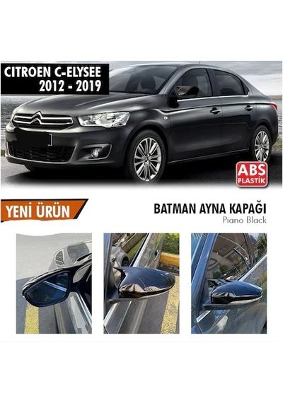 Citroen C Elysee 2012-2019 Batman Yarasa Ayna Kapağı Piano Black