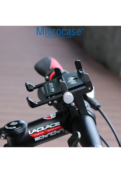 Microcase Pro 7 Alüminyum Ayarlanabilir Motosiklet Bisiklet Scooter Telefon Tutucu - Al5094 Siyah