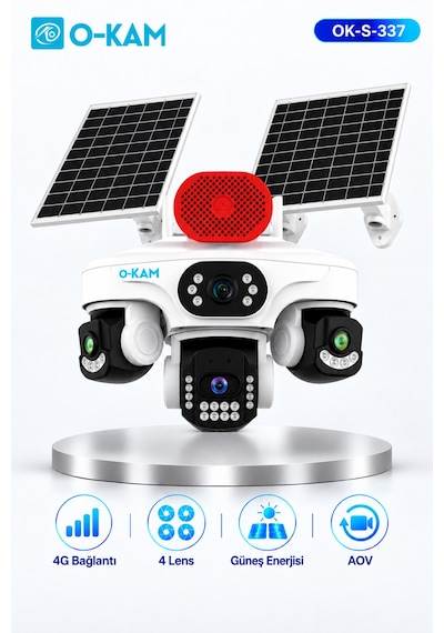 O-kam Ok-s-337 Prm. 4g 4 Lensli Solar Sirenli Aov Kamera