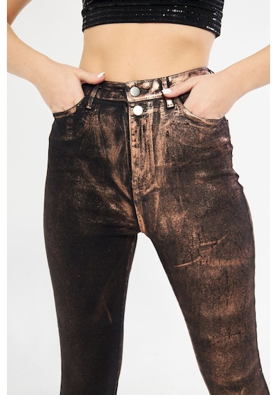 Varaklı Çift Renk Jean Pantolon 001