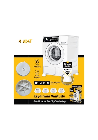 Sgs Çamaşır Makinesi Titreşim Önleyici Kaydırmaz Ayak Seti - 4 Parça Beyaz