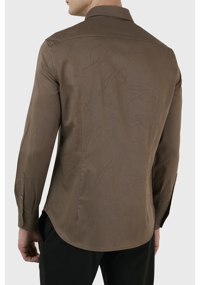 Emporio Armani Erkek Gömlek 3R1C86 1NVYZ 0440 TOPRAK Kahverengi