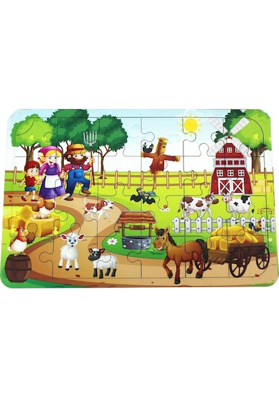 Ahşap Çiftlik Puzzle - Bebekleri İçin Puzzle - Ahşap Yapboz Oyuncak - Oyuncak Yap-boz - 24 Parça Puz 1 Adet