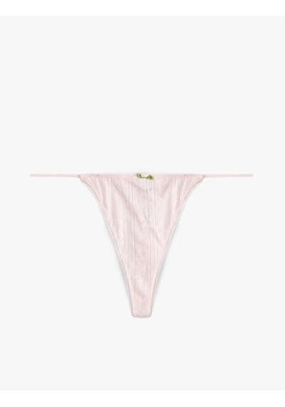 Koton Pamuklu Dokulu Çiçekli String Külot Pembe 6slk30265mk Gül