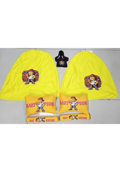 Sarı Simpson Süper Set Dörtlü Servis Kılıfı + İkili Yastık Ve Kemer Kılıfı +vites Poları 64132430