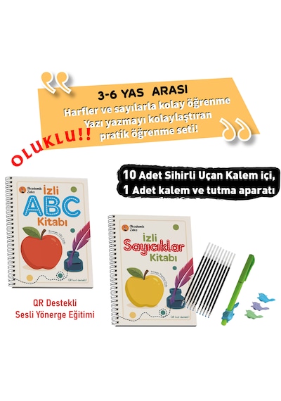 5 Yaş Etkinlik Seti 6 Kitap 202 Etkinlik - İzli Abc Ve Sayıcıklar seti