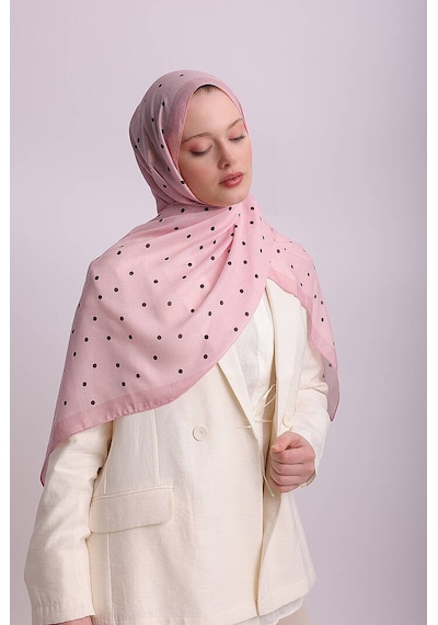 Ayshara Puan Desenli Tek Taraflı Şal - Pembe
