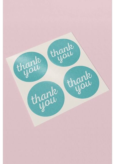 Turkuaz Thank You Hediye Kargo Paketleme Sticker 3x3cm St2127 Çok Renkli