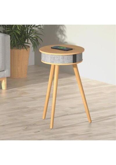 Doppler Barista Ayaklı Sehpa Bluetooth Hoparlör Açık Kahve Ahşap Kablosuz Tel Şarj Özellikli Magsafe