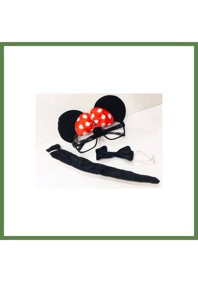 Bezos Minnie Mouse Gözlüğü Papyonu Kuyruğu Seti Hb006 Diğer