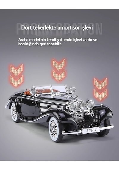 1:24 Mercedes-benz 500k Retro Klasik Alaşım Araba Modeli Gümüş