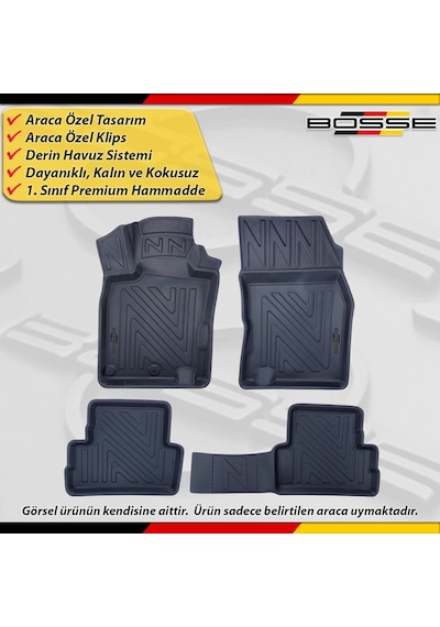 Nissan Qashqai Paspas Araca Özel 2013-2021 Derin Havuzlu Paspas Bosse North Serisi