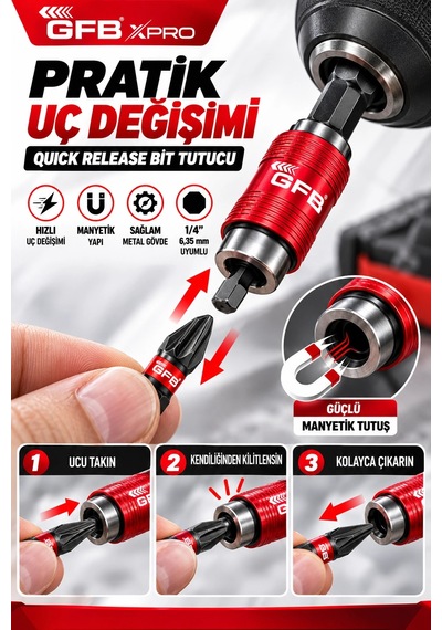Gfb Xpro 32 Parça Tornavida Uç Seti Quick Release Bit Tutuculu, Ph/pz/hex/torx/torx-proof Uçlu Kom