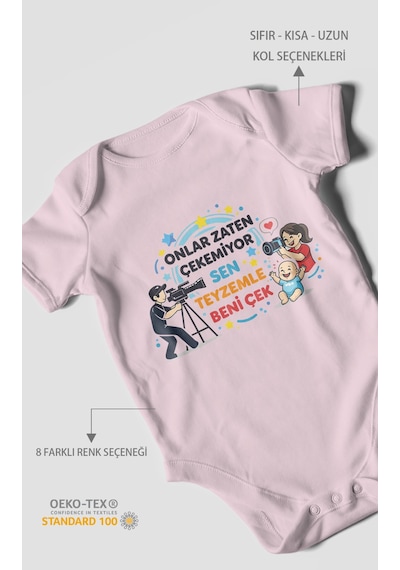 Morivokids Teyzeye Özel Kısa Kollu Bebek Body %100 Pamuk Zbn90-kk Bebe Pembe