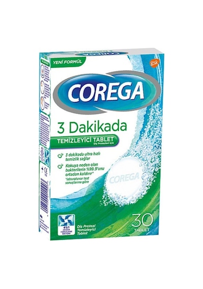 Corega Diş Protezi Temizleyici Beyazlatıcı Tablet 30 Adet