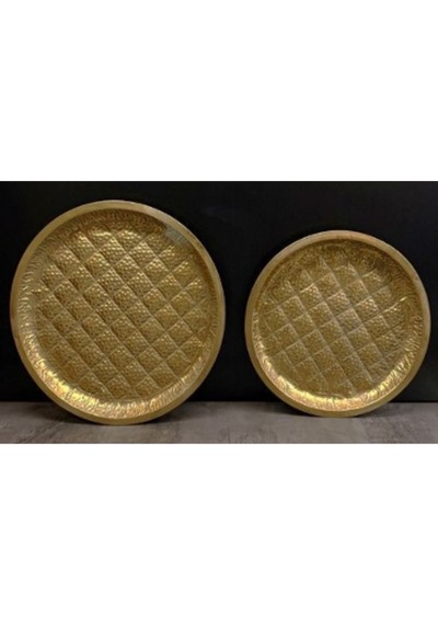 Fma-598 2 Li Metal Tepsi Seti 37x4,5-43x4,5 Cm Dekoratif Sunumluk Şık Ev Aksesuarı Minimal