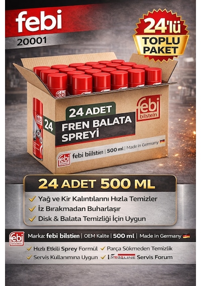 Febi 20001 Fren Balata Temizleme Spreyi 500 Ml 1 Koli 24 Adet Ağır Vasıta Uyumlu