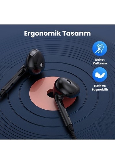 Aut122 3.5mm Kulak Içi Kablolu Kulaklık A369 Derin Bas Ve Net Ses Kalitesi Mikrofonlu - Siyah Çok Fonksiyonlu